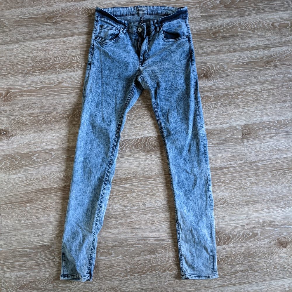 H&M DIVIDED Blue Faded Acid Skinny Stretch Jeans